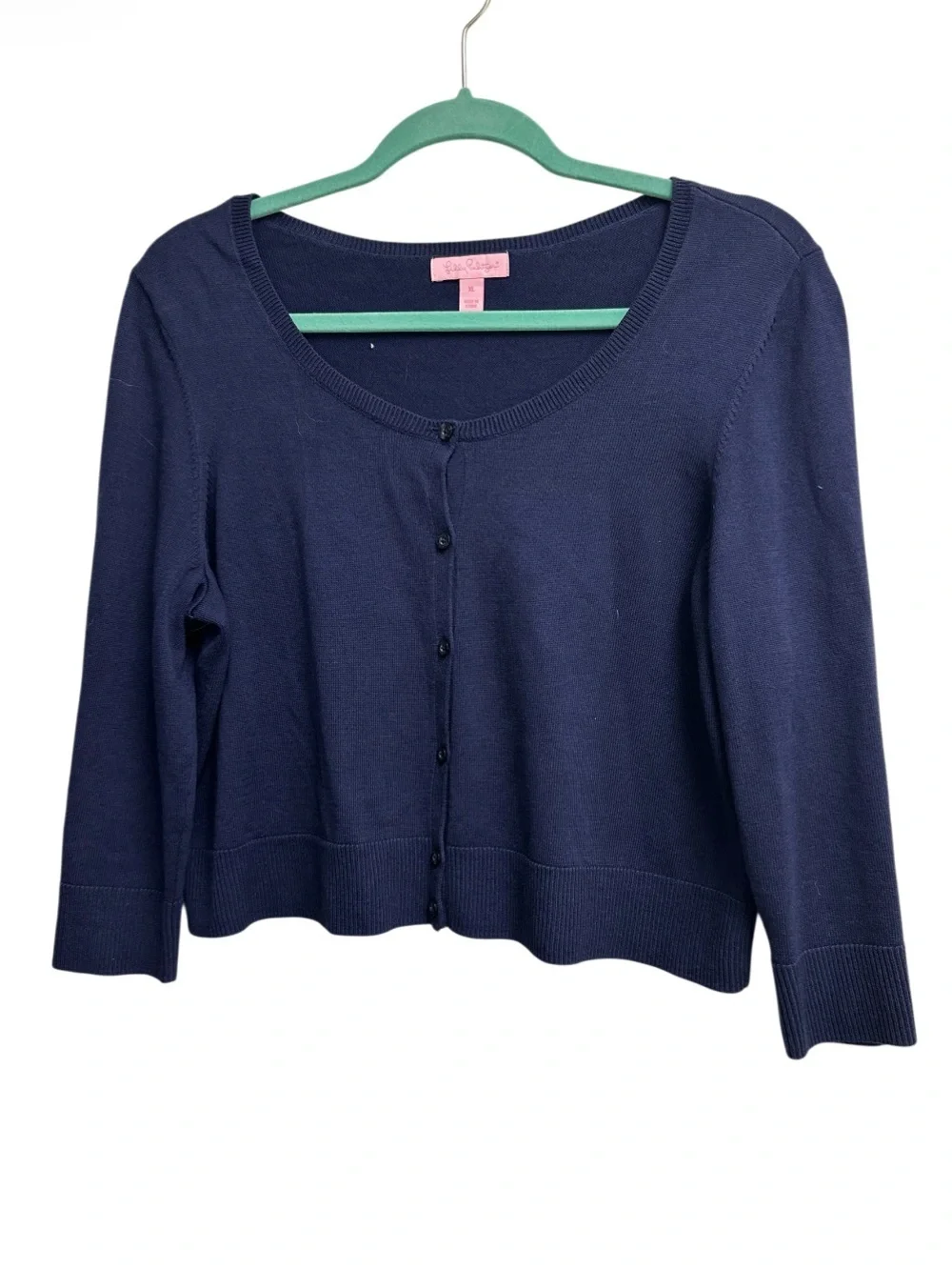 Lilly Pulitzer | Navy Blue Cotton Modal Cropped Cardigan Sweater | XL